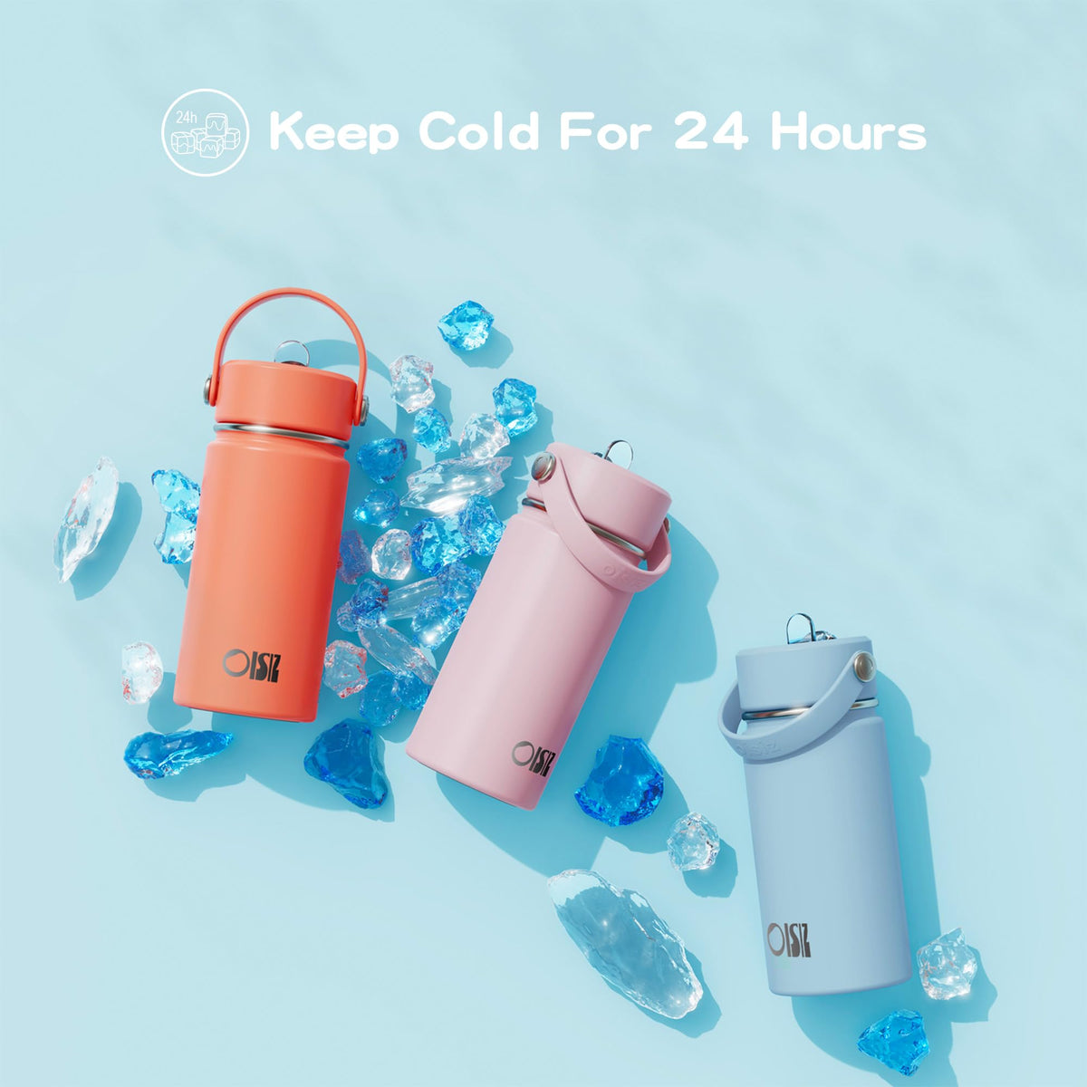 OISIZ Kids bottle triple-wall insulation keeps drinks cold for 24 hours