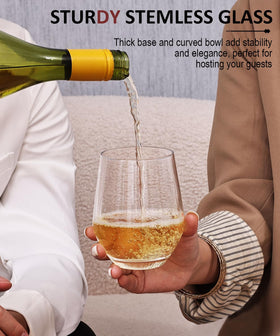 OJA angular glass body emphasizes aroma concentration for red and white wines.