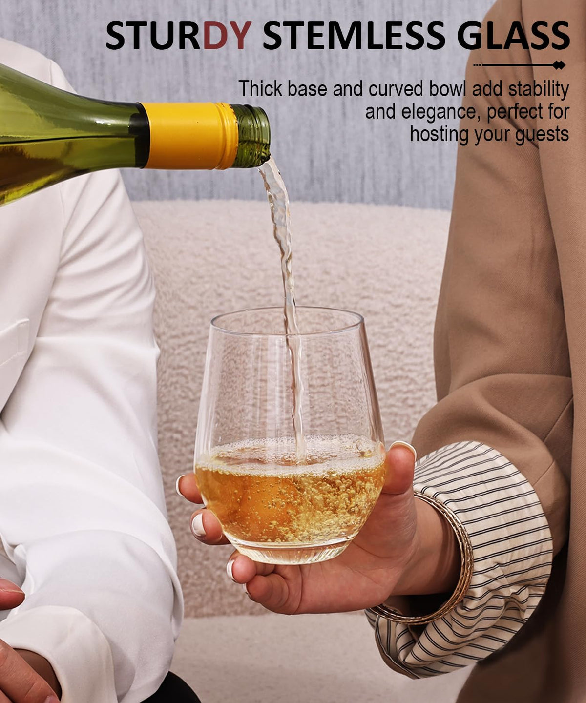 OJA crystal glasses with sturdy base reduce tipping during lively gatherings