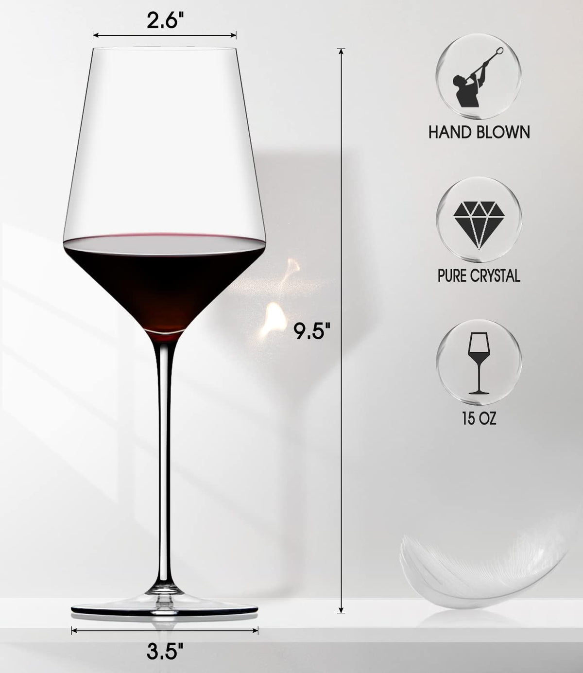 OJA crystal-clear clarity highlights wine color and aroma.