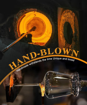 OJA hand blown crystal glasses closeup rim highlights craftsmanship and clarity