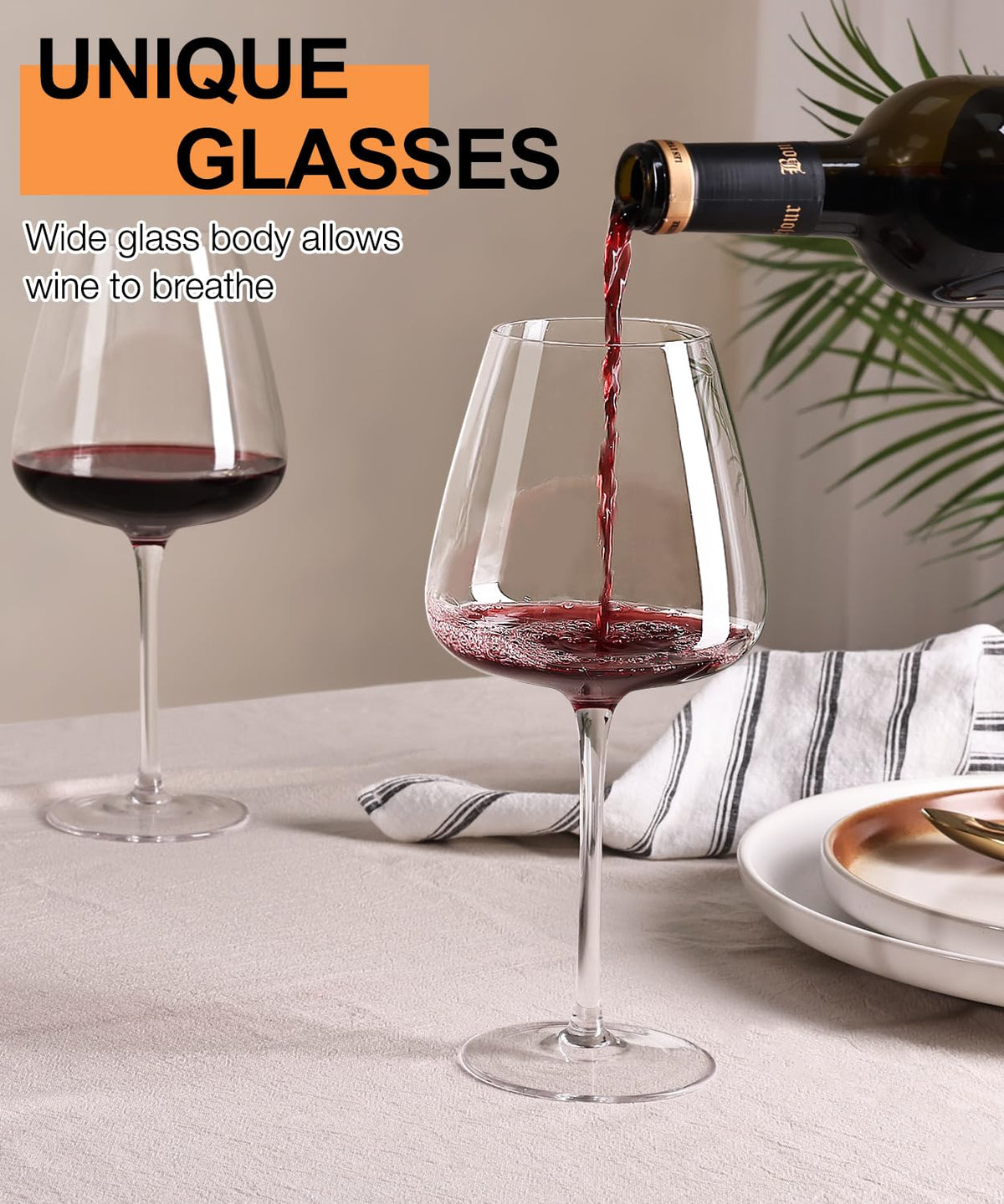 OJA large burgundy glass aerates wine while preserving aroma during tasting