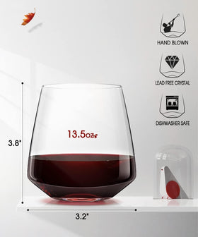 OJA stemless design offers a comfortable, balanced grip for extended tastings.