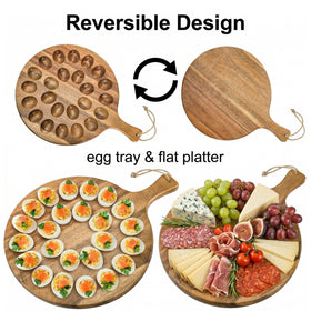 Okllen reversible design deviled egg platter used as a charcuterie board
