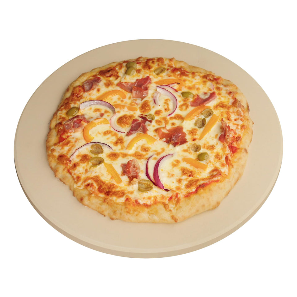 Old Stone Round Pizza Stone 16-Inch top view showing even heat distribution for crispy crust.