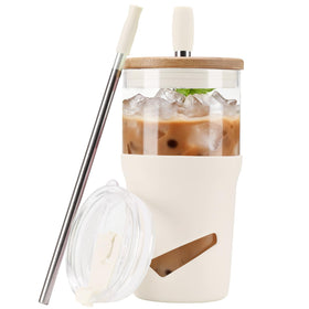 Olivego glass tumbler with lids and straws for daily hydration on the go