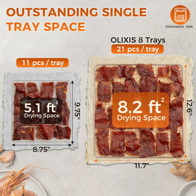 OLIXIS quiet dehydrator at 45dB — unobtrusive operation in kitchen.