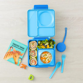 OmieBox side view highlighting the three-compartment design for organized meals.