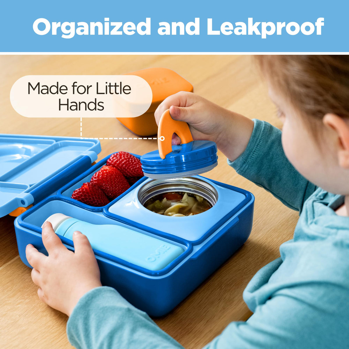 OmieBox vacuum-insulated container inside keeps hot foods warm longer.