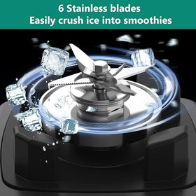 Six stainless steel blades crush ice for icy smoothies.
