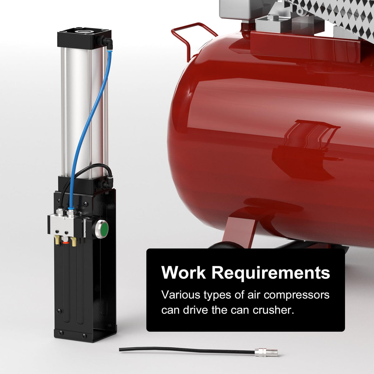 Workstation setup showing ONCUPID can crusher mounted and ready