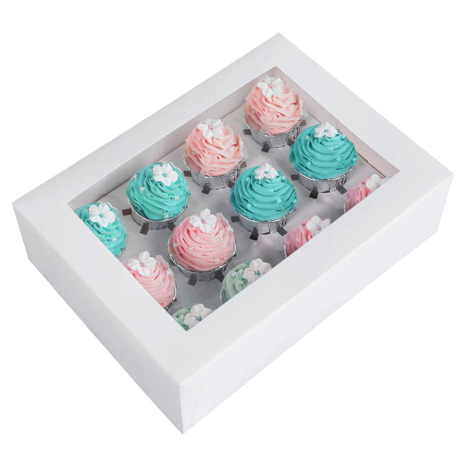 ONE MORE cupcake box with inserts keeps 12 cupcakes secure during transport.