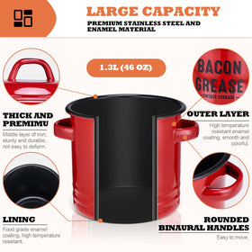 ONEARF stainless steel grease strainer shown with lid for fresh, dust-free storage.