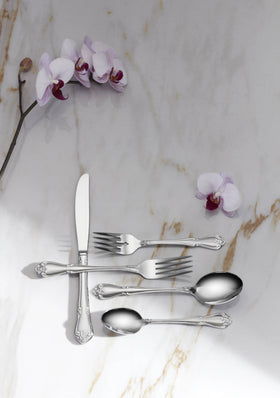 Oneida True Rose four-piece set is dishwasher-safe for easy cleaning