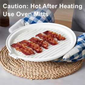 ONEMORE bacon tray is microwave-safe and oven-safe for versatile cooking