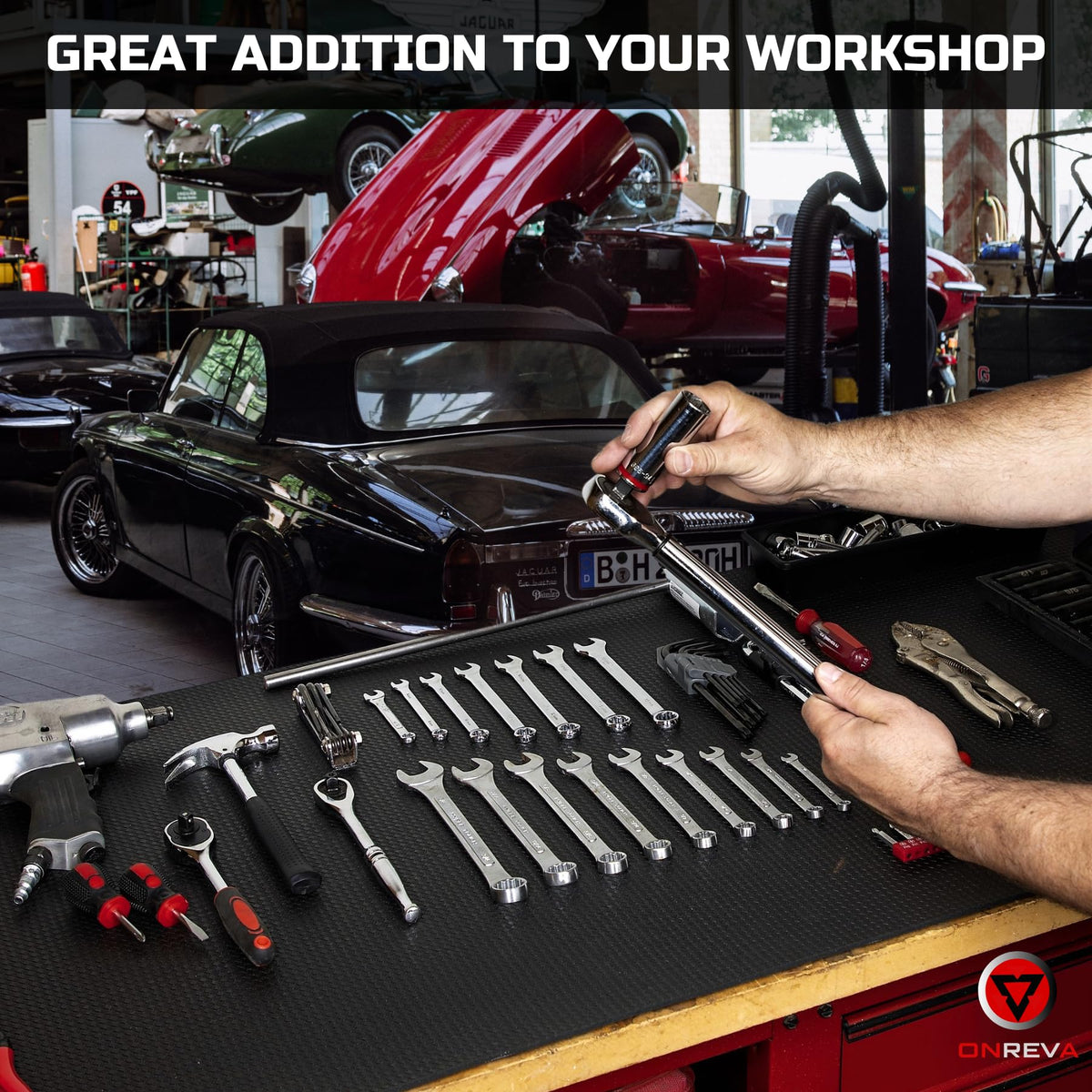 ONREVA black finish adds a clean look while protecting tools.