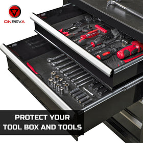 ONREVA toolbox liner heavy-duty foam-rubber mat guards against wear in busy drawers.
