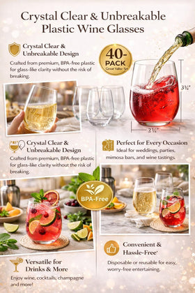 Oojami BPA-free 12-ounce glasses ideal for safe casual entertaining