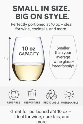 Oojami clear plastic wine glasses 10oz shatterproof for poolside parties
