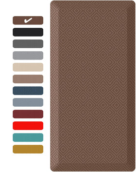 Ophanie anti-fatigue kitchen mat 0.75in thick cushions feet during cooking.