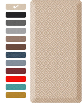 Ophanie kitchen mat with anti-fatigue foam core for standing comfort.