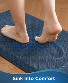 Ophanie cushion close-up reveals 0.75-inch foam for standing comfort