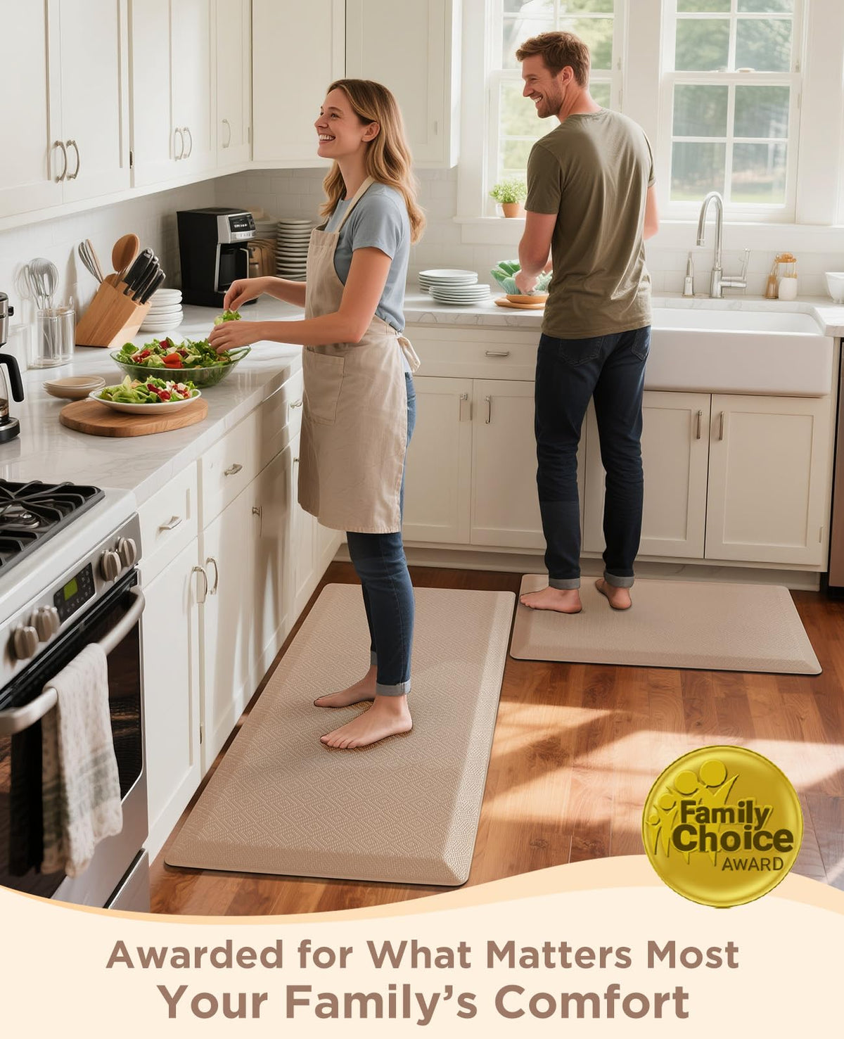 Ophanie Kitchen Mat easy to roll, unfold, and flatten after unrolling.