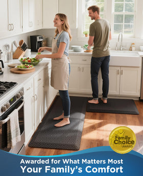 Ophanie ergonomic standing mat supports posture during long kitchen or desk sessions.