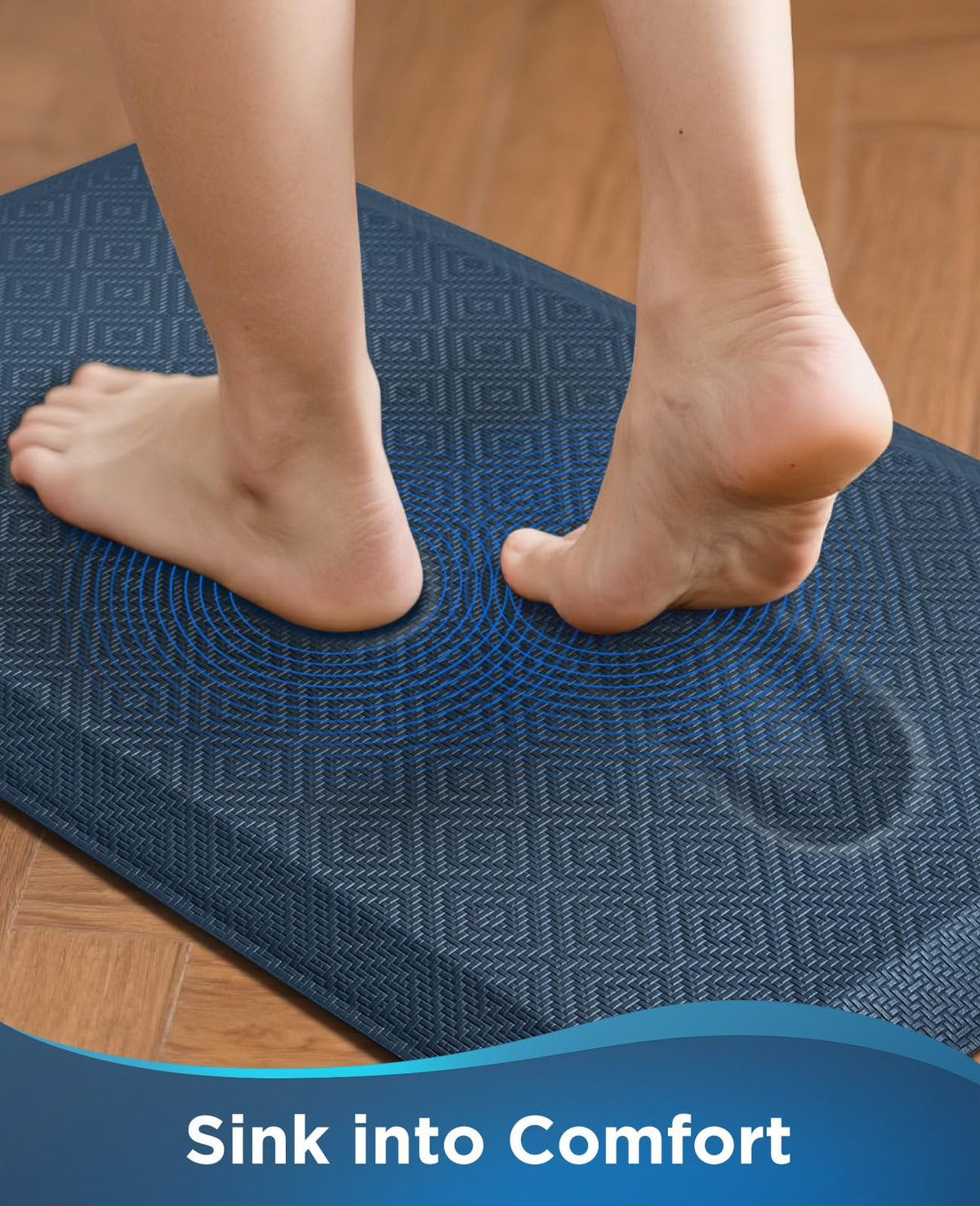Ophanie Kitchen Mat non-slip backing keeps it in place for safer meal prep.