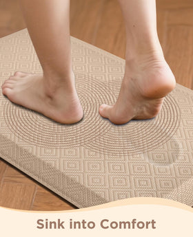 Ophanie mat showing non-slip bottom and beveled edge for stability.