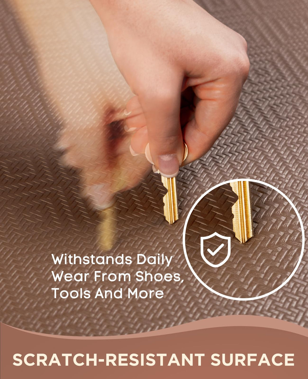 Ophanie kitchen mat under the sink scene showing spill protection.