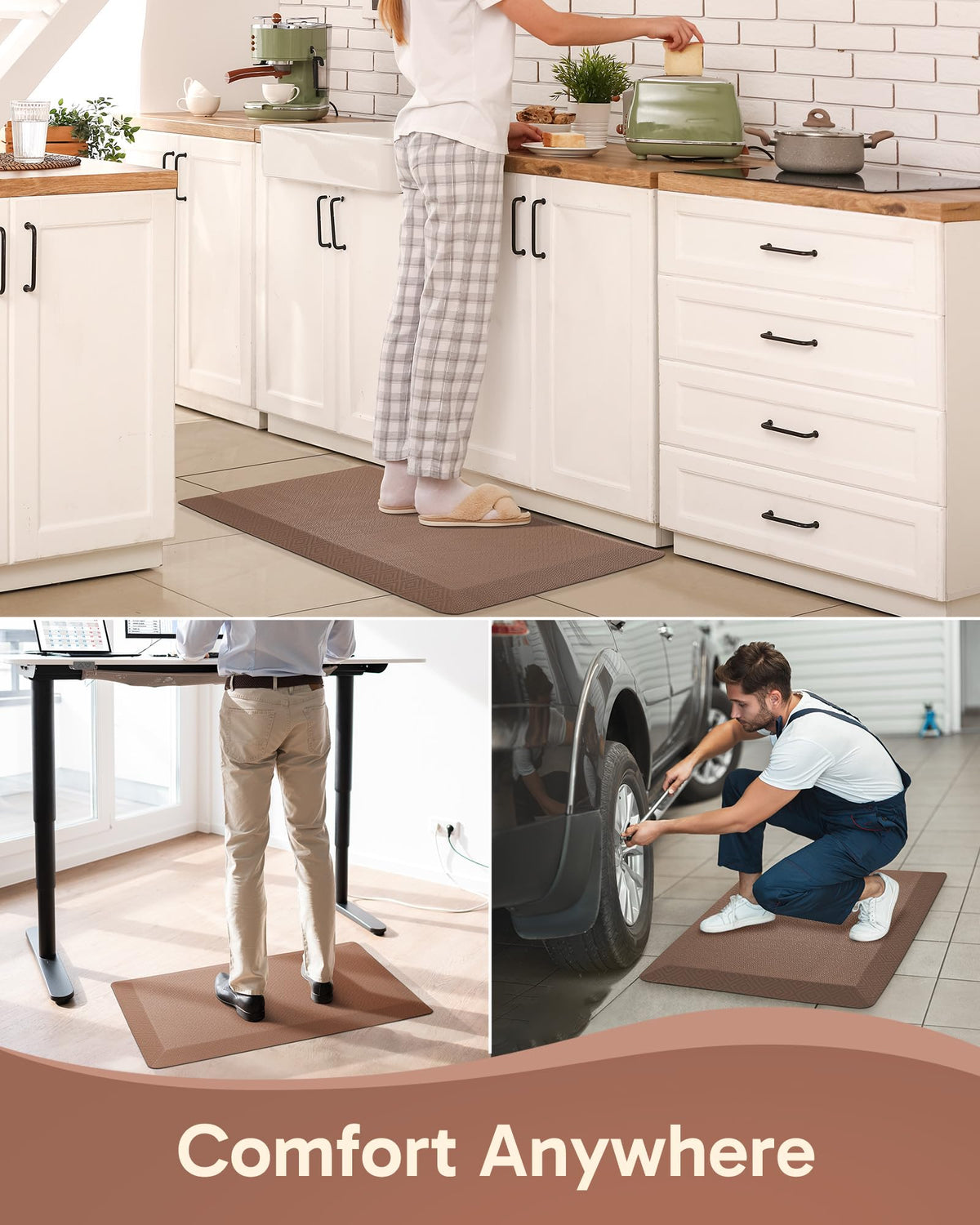 Ophanie office standing-use mat supports long hours at the desk.
