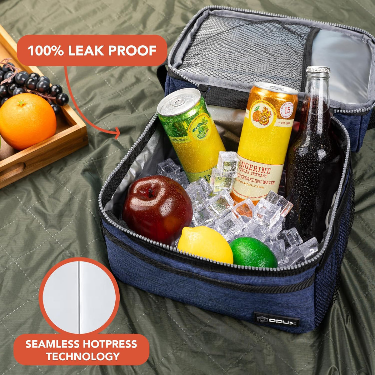 OPUX dark gray color on a compact, professional lunch bag.