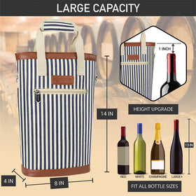 OPUX navy stripes wine tote makes a stylish gift for wine lovers