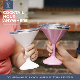 ORCA Tini 13oz martini glass in hand at outdoor party keeps drink cool.