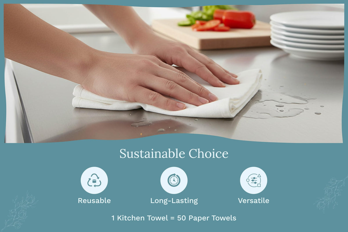 Organic Cotton Mart large-27x27 towels provide generous coverage during baking and cleanup