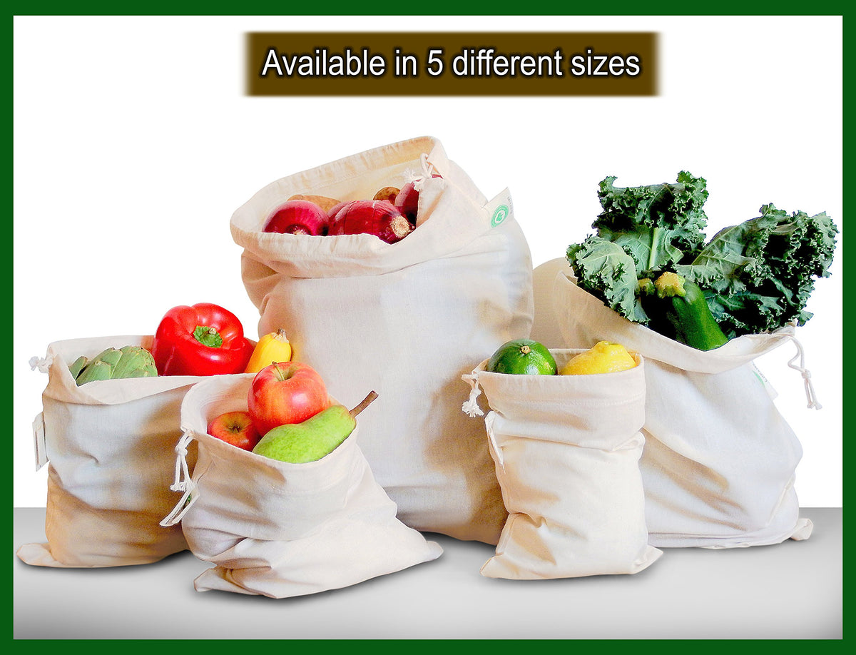 Small 8x10 Organic Cotton Mart bag ready to store greens.