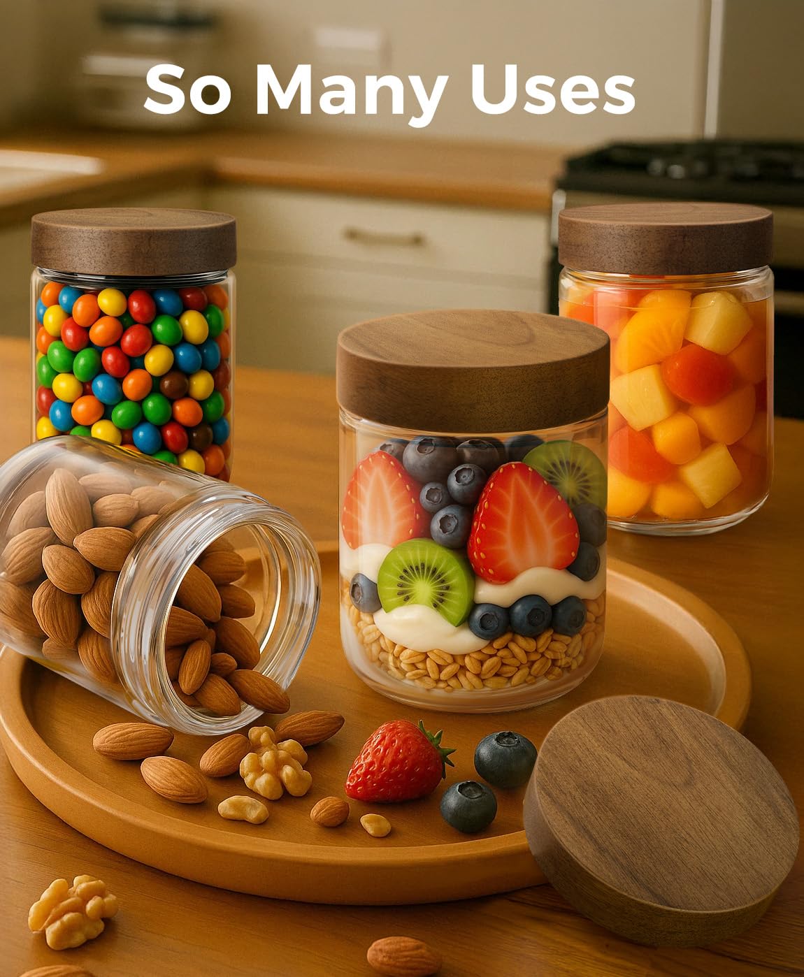 Osfel jars in fridge showing clear visibility of contents for quick selection
