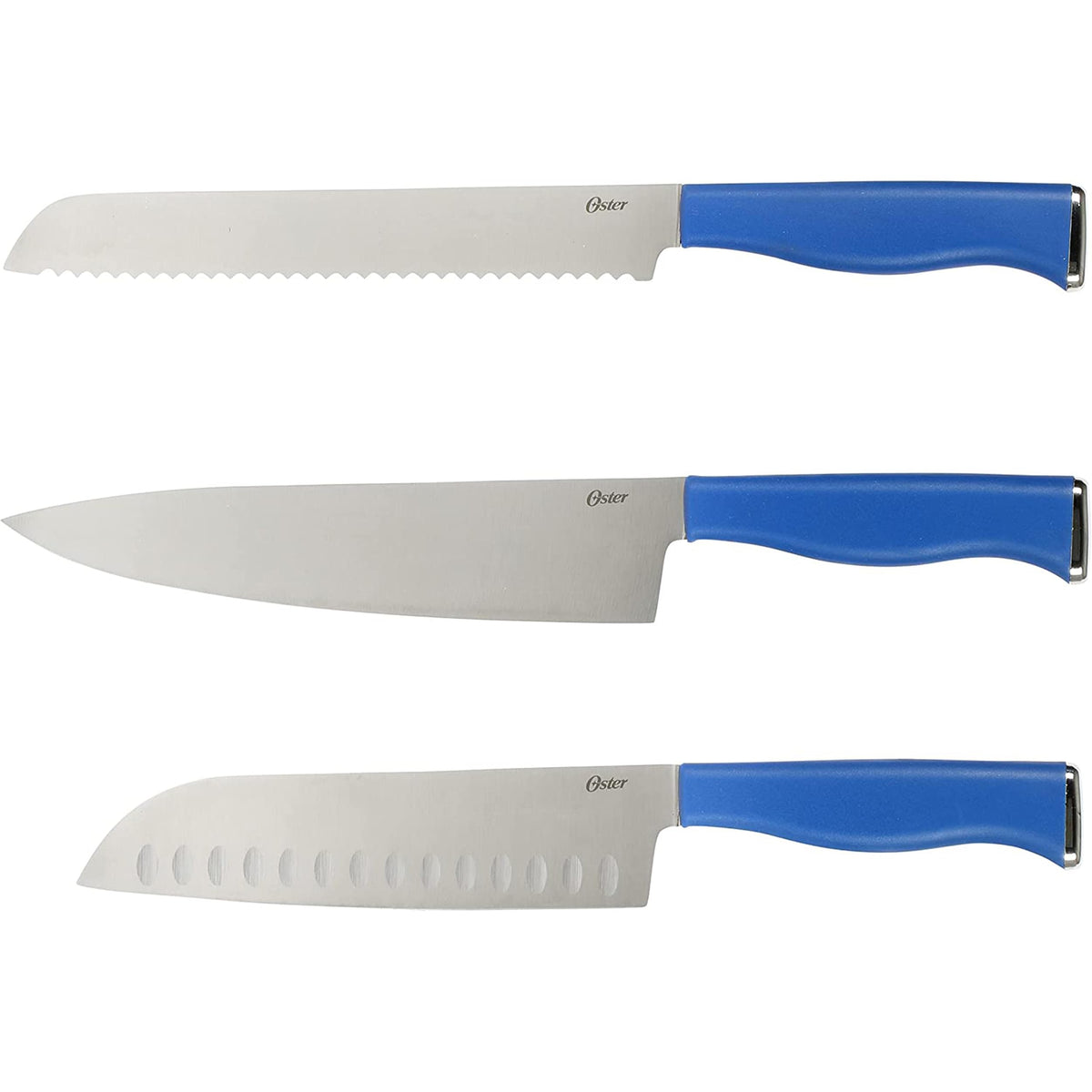 Oster Langmore 8-inch bread knife with serrated edge for clean slices.