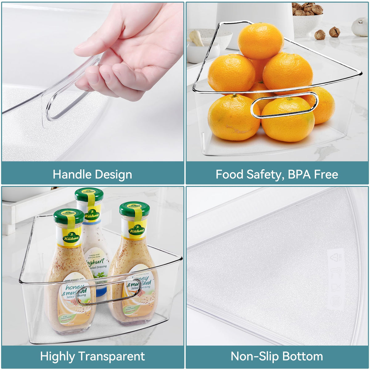 Oubonun transparent kitchen bins stacked for organized storage.