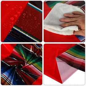 Oudain waterproof plastic tablecloth protects surfaces during meals.