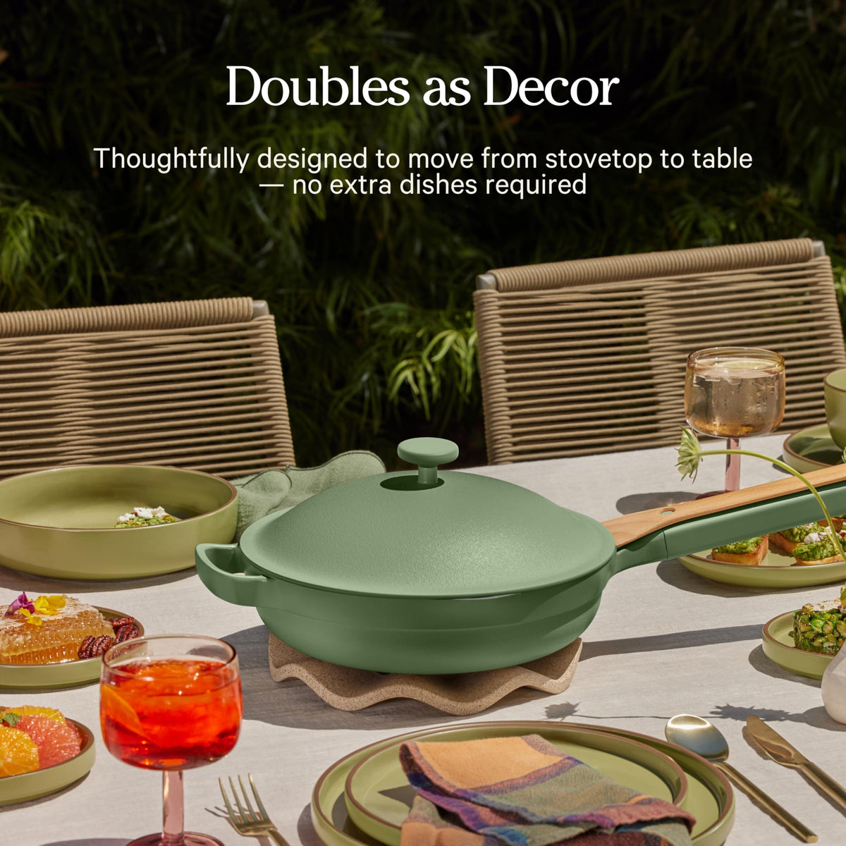 Our Place Always Pan 2.0 easy cleanup and long-lasting ceramic surface.
