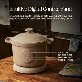 Our Place Dream Cooker 6qt capacity handles family meals and batch cooking.