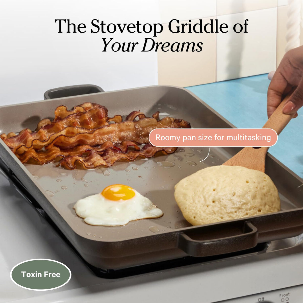 Our Place Griddle Pan ergonomic handles for easy grip with oven mitts