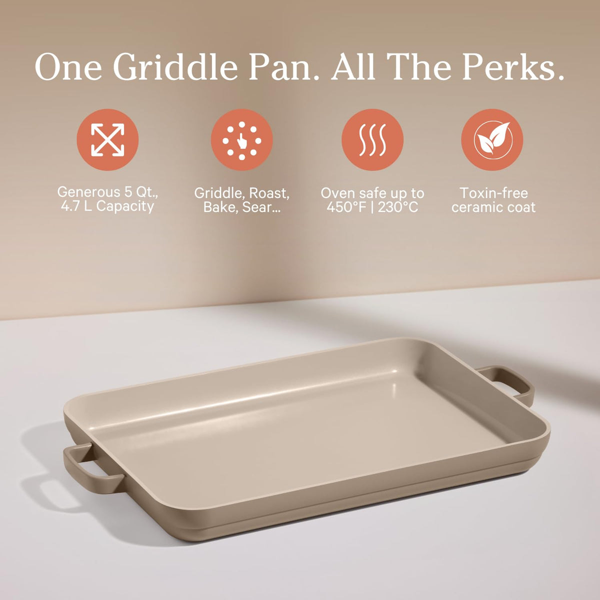 Our Place Griddle Pan on stovetop, perfect for sautéing vegetables and pancakes