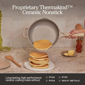 Our Place Large Always Pan ThermaKIND ceramic nonstick coating PFAS-free for slick release