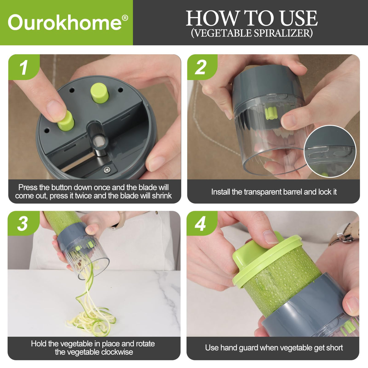 Ourokhome detachable blades simplify cleaning and storage.