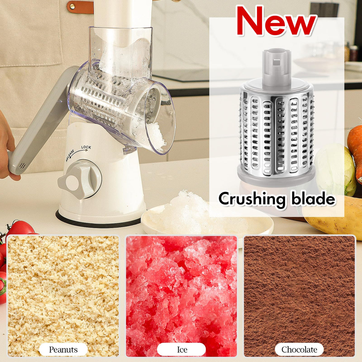 Ourokhome five blades cheese grater offers multiple textures for cheeses and vegetables.