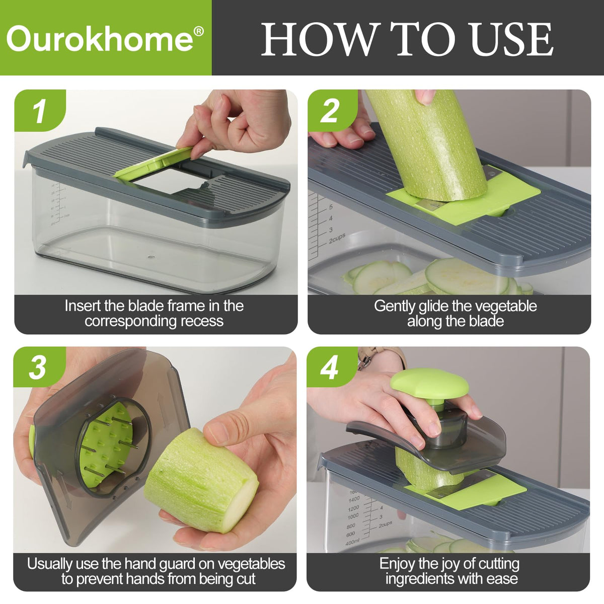 Ourokhome mandolin slicer detachable design for easy cleaning.