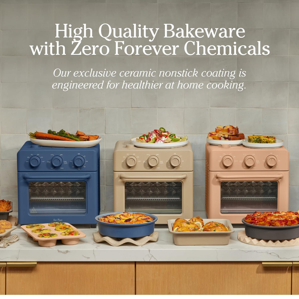 Our Place Wonder Oven oven-safe up to 450°F label – compatible with weeknight meals